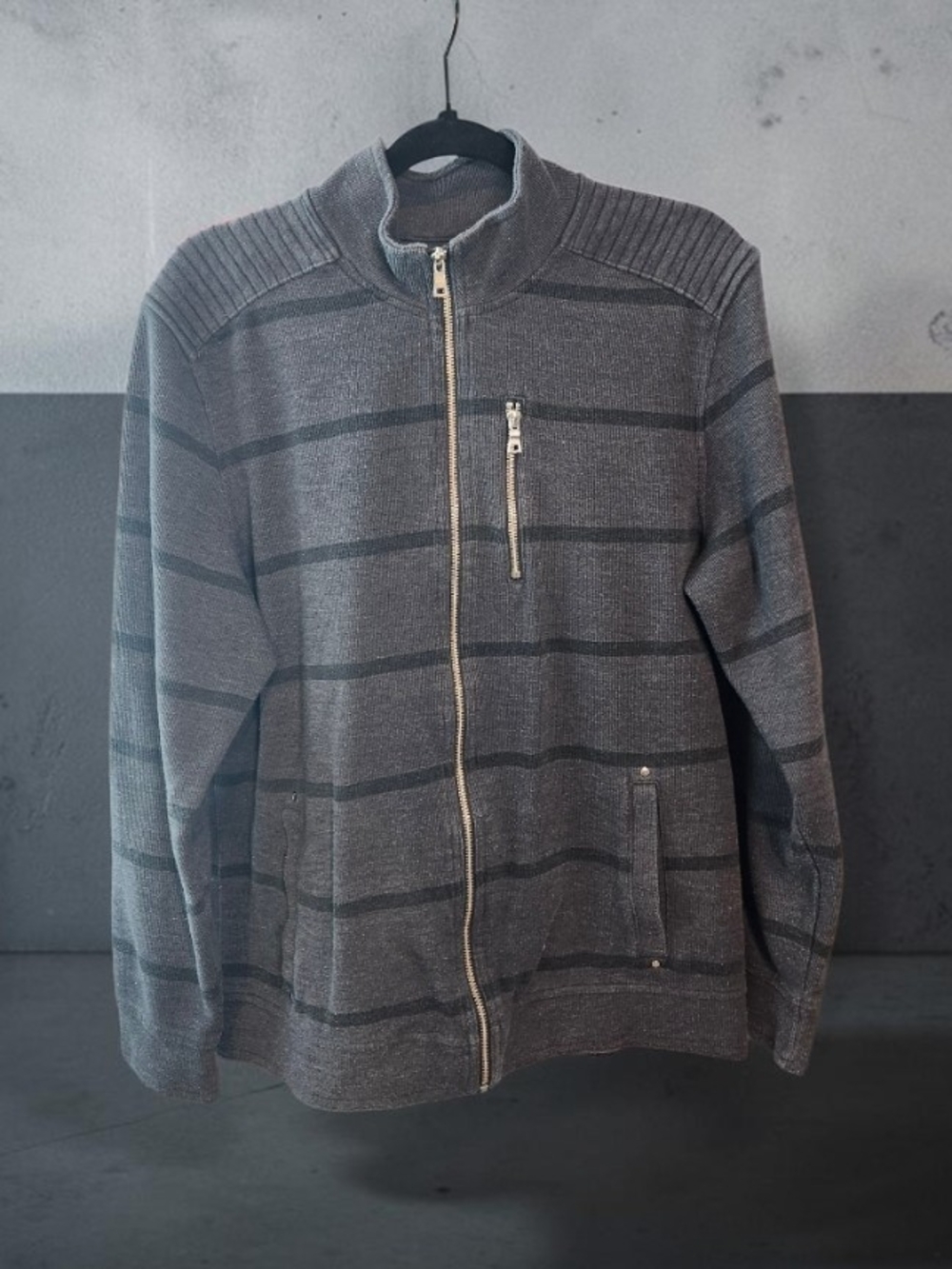 INC International Concepts Men's Gray Full-Zip Striped Sweater Jacket